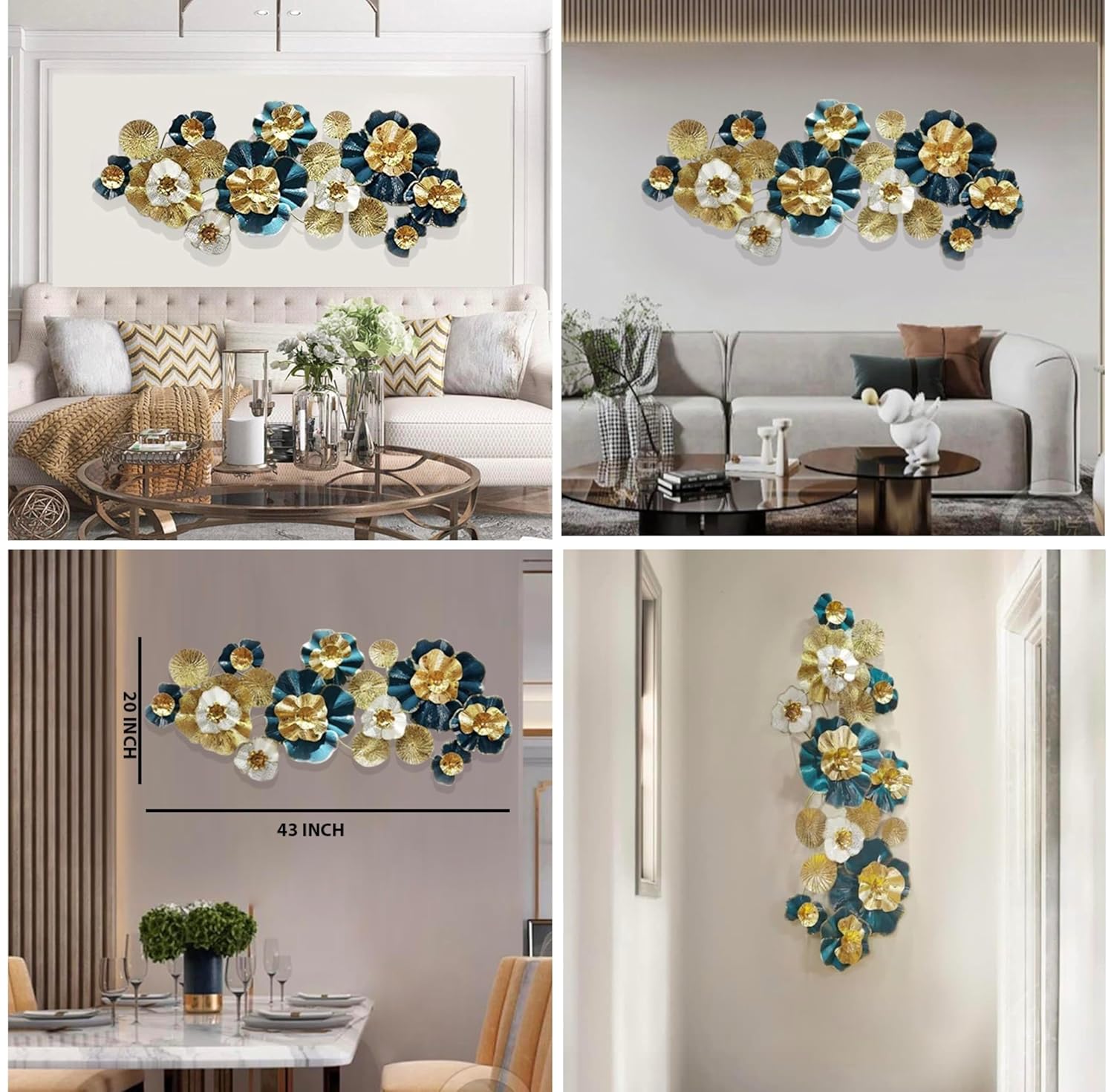 ARCADIA Metal Wall Art for Home Decor- Elegant Design Decorative Hanging Wall Sculpture for living Room, 43 X 20 INCH, Multicolour